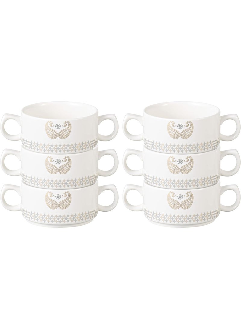 Orchid Porcelain 16-Piece Soup Set with Serving Pot, Soup Bowls, Spoons & Tealight Warmer Metal Stand, Ceramic Soup Tureen Set for Dining, Dinnerware Serving Soup Set, Tableware Set - Image 3